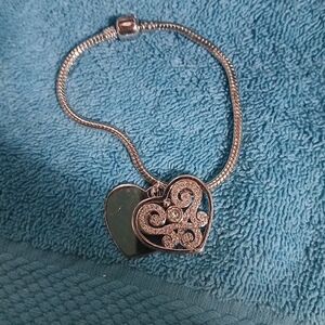 Elegant Silver Heart Crystal Sandals Bracelet Snake Chain